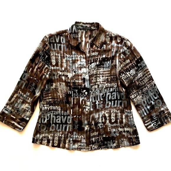 *3/$25* Piano Brown & Blue Blouse - Picture 3 of 8